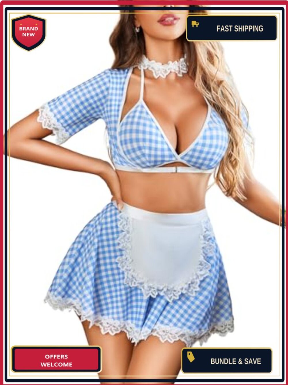 Lace Lingerie Set 6 Pcs Sexy Maid Cosplay Roleplay Costume